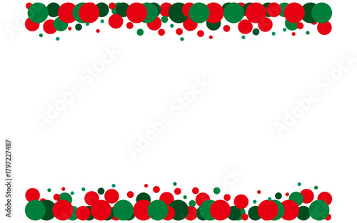 赤と緑の水玉フレーム上下・クリスマスイメージ