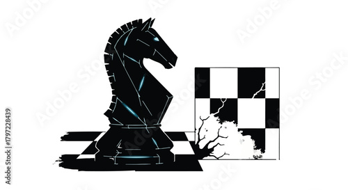 Strategic new year 2026: chess knight and board for a winning year silhouette
