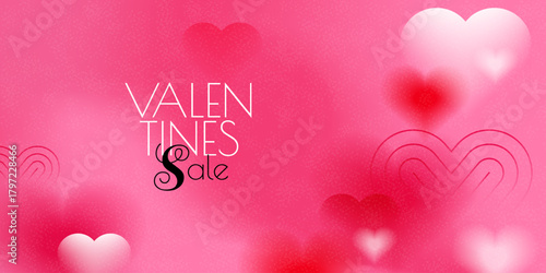 set valentine day gradient web banner in minimal style. abstract modern design with blur heart shape. collection love soft grainy template, vector pink background