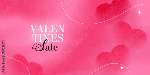set valentine day gradient web banner in minimal style. abstract modern design with blur heart shape. collection love soft grainy template, vector pink background