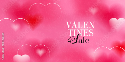 set valentine day gradient web banner in minimal style. abstract modern design with blur heart shape. collection love soft grainy template, vector pink background