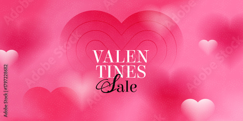 set valentine day gradient web banner in minimal style. abstract modern design with blur heart shape. collection love soft grainy template, vector pink background