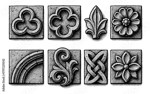 Intricate hand drawn floral and geometric patterns in square blocks