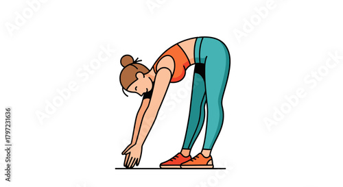 Woman Stretching in a Forward Bend Position against a Black Background
