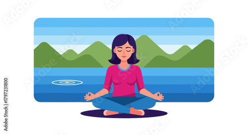 Woman Meditating: Find Inner Peace and Tranquility in a Nature-Inspired Visualization