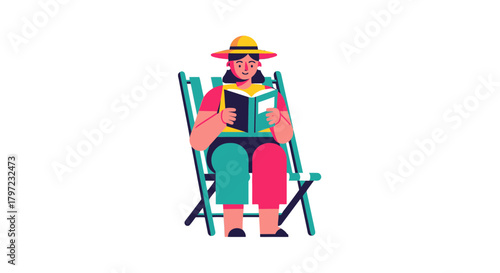 Woman Relaxing In A Chair And Reading A Book On A Black Background Design