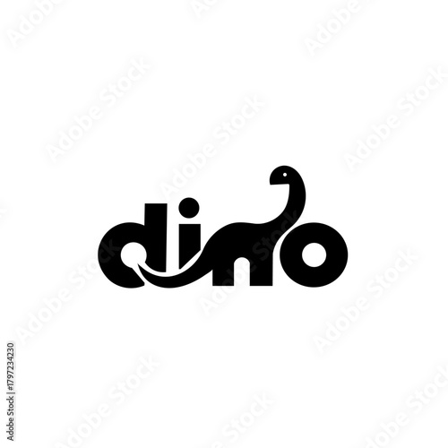 Playful Dino Wordmark Logo with Abstract Dinosaur Shape