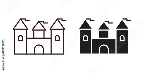 Castle icon with glyph and line. black vector icons for Web UI