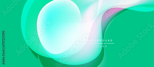 Abstract fluid shapes, turquoise background. Overlapping layers create dynamic visual effect. Modern design element for backgrounds.