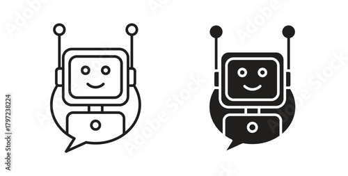 Chatbot speech bubble icon with glyph and line. black vector icons for Web UI