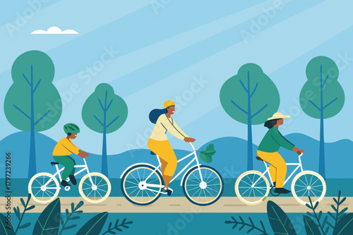 -family-riding-bicycles-along-riverside-path-with- (1).eps