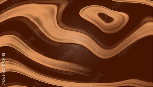 Abstract liquid marble texture in rich brown and creamy tan swirls.