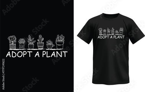 Plant Lover T-Shirt – “Adopt a Plant” Minimalist Typography Design
