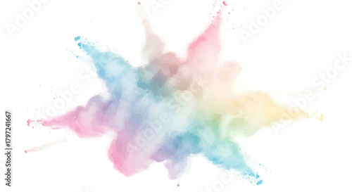 Abstract pastel explosion of color radiating outwards on a clean white background design element art