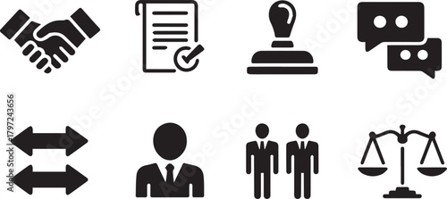 Icon set for business and legal concepts