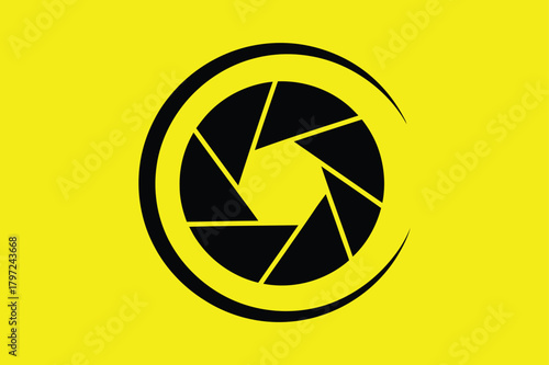 Illustration of camera lens aperture logo for photography business
