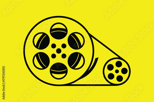 Illustration of film reel logo design for media company brand