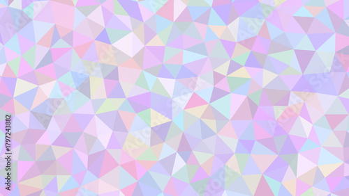 Pastel geometric background with a mosaic of triangles in shades of pink, purple, blue, and green creating a soft, dreamy, and iridescent effect