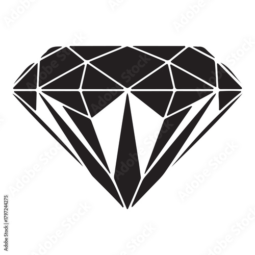 Black Silhouette of a Diamond Gemstone jewel precious