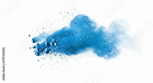 A vibrant explosion of blue powder against a pristine white backdrop creating a dynamic effect