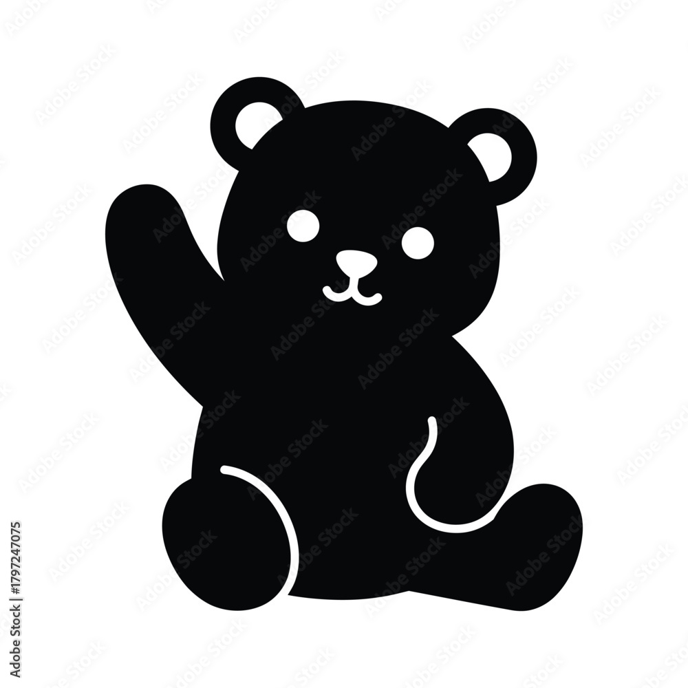 Fototapeta premium Cute cartoon vector drawing of a brown teddy bear sitting with a bow, perfect baby illustration for fun childhood design