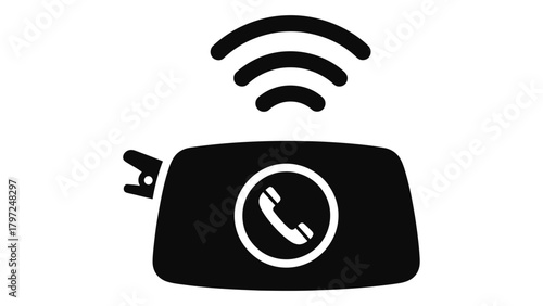 Bluetooth car kit icon for hands-free calling and wireless audio connection technology Vector
