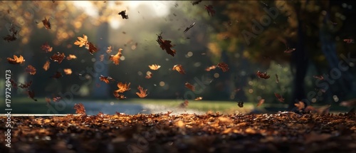 Autumn background with autumn leaves falling down, simple natural design for seasonal themes and decorations.