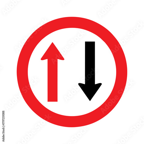 Give way to oncoming traffic icon vector design Prohibitory roads sign symbols