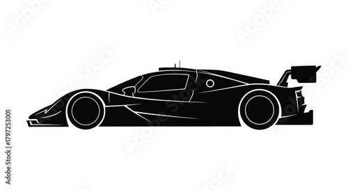 Sleek black silhouette of a high performance racing sports car design