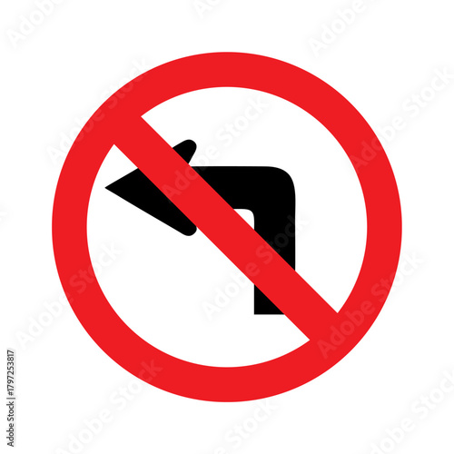 No left turn icon vector design Prohibitory roads sign symbols