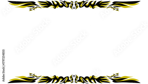 Elegant gold and black ornamental decorative frame border on white.