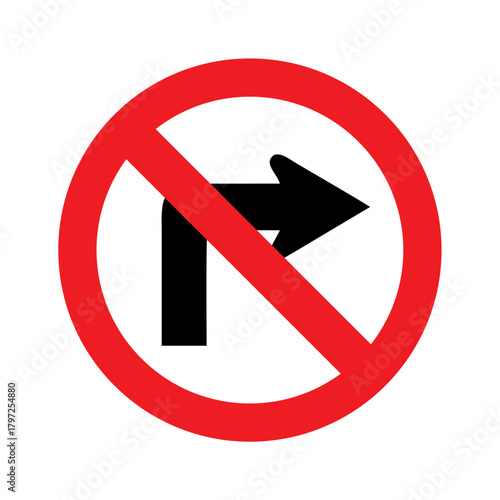 No right turn icon vector design Prohibitory roads sign symbols