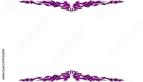 Symmetrical purple and magenta tribal flame decorative border.