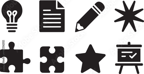 Business concept icon set for creative ideas and problem solving