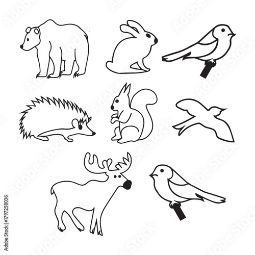 Animals thin line vector icons.