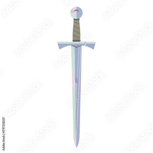 Detailed Glossy Medieval Sword Weapon Ancient Style History Illustration
