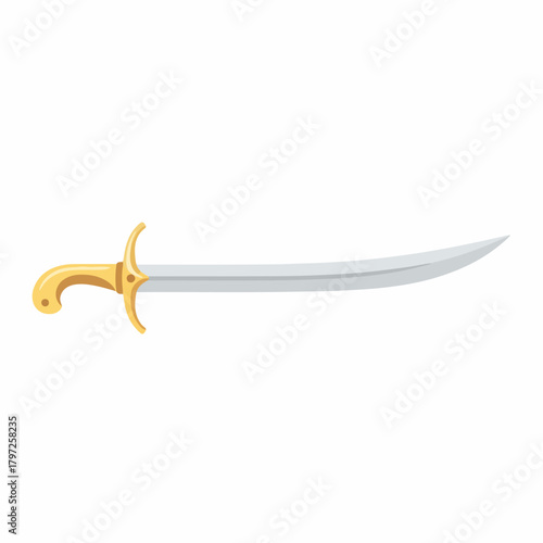 Detailed Flat Illustration of a Shiny Golden Hilt Sword Weapon