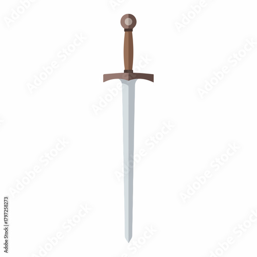 Isolated Detailed Medieval Sword Weapon Battle Equipment Illustration