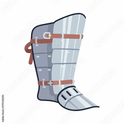 Flat Medieval Armor Boot Protective Equipment Leg Gear Illustration