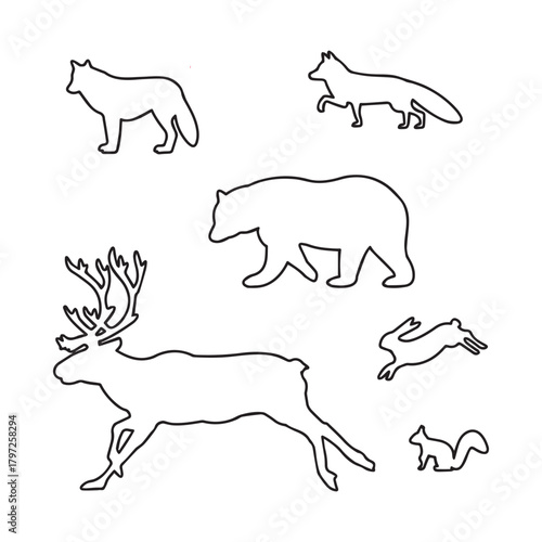 Animals thin line vector icons.