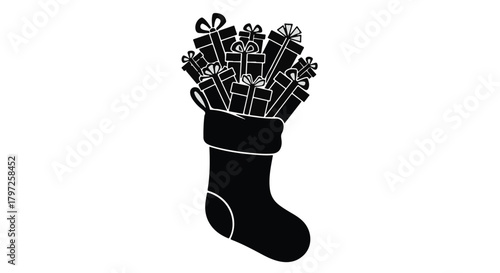 Overflowing Christmas stocking filled with festive gifts and surprises