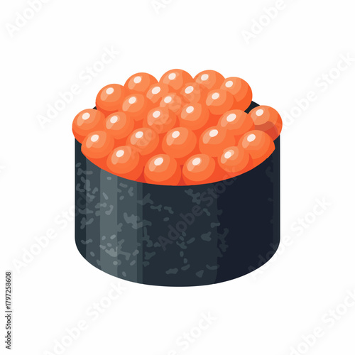 Detailed Flat Graphic Sushi Roe Gunkanmaki Traditional Asian Food Illustration