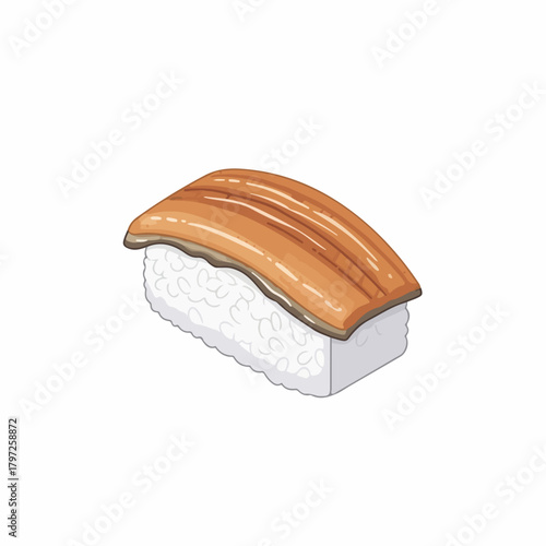 Simple Flat Unagi Nigiri Sushi Traditional Japanese Cuisine Food Illustration