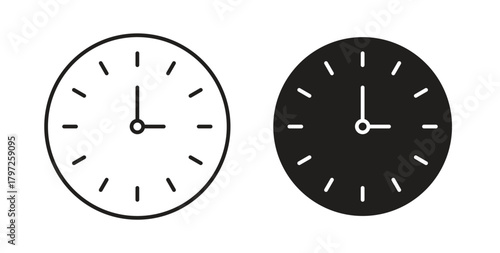 Clock face icon with glyph and line. black vector icons for Web UI