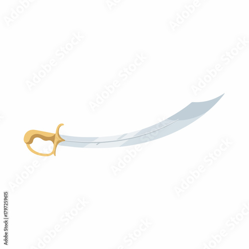 Cartoon Style Curved Blade Scimitar Weapon Sword Decorative Illustration