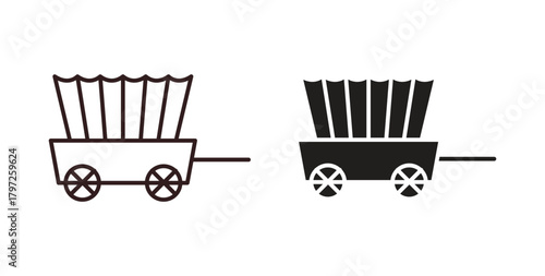 Covered wagon icon with glyph and line. black vector icons for Web UI