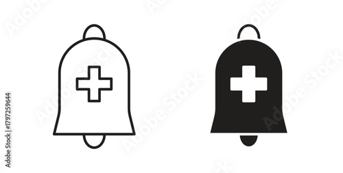Cowbell circle plus icon with glyph and line. black vector icons for Web UI