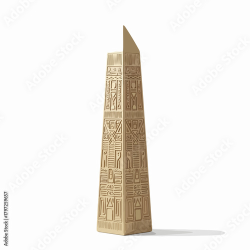 Isometric Detailed Carved Obelisk Sculpture Landmark Architectural Replica