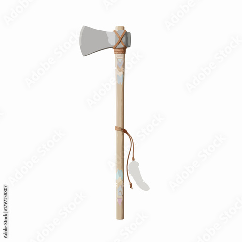 Realistic Detailed Native American Tomahawk Battle Axe Hand Weapon