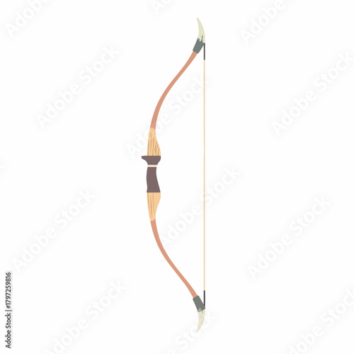 Realistic Illustration Bow and Arrow Traditional Archery Equipment Sport Hunting